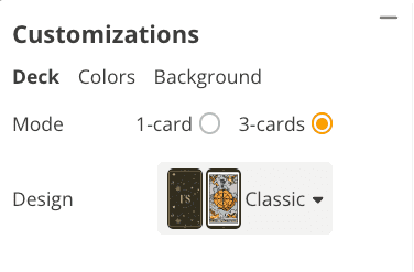 Flipsimu Tarot Deck Settings