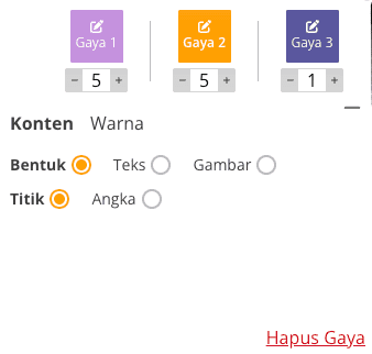 Panel kustomisasi D6 untuk mengubah sisi, warna, teks, angka, dan gambar
