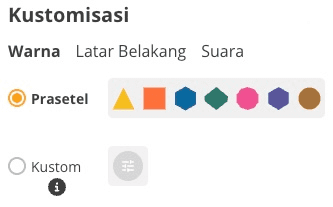 Panel kustomisasi Mode Multi untuk mengubah warna setiap jenis dadu